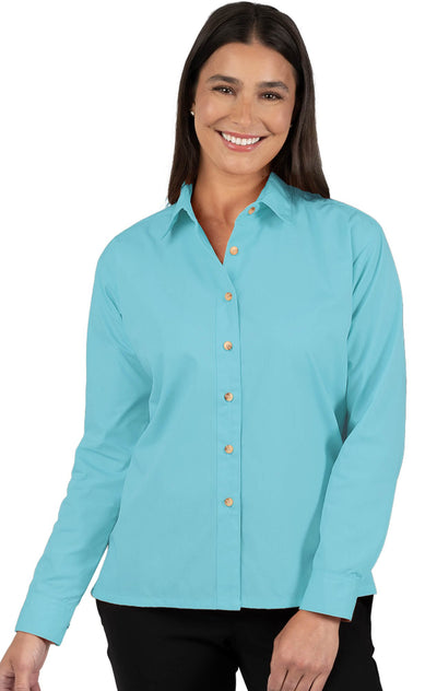 Ladies' L/S Superblend Poplin Shirt with Bone Buttons