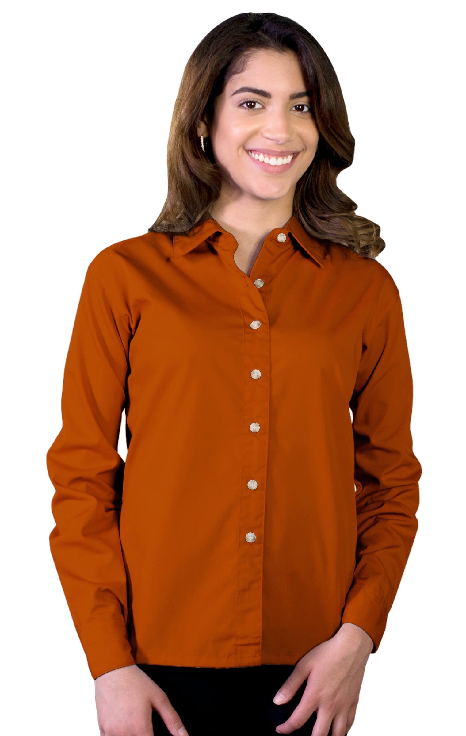 Ladies' L/S Superblend Poplin Shirt with Bone Buttons