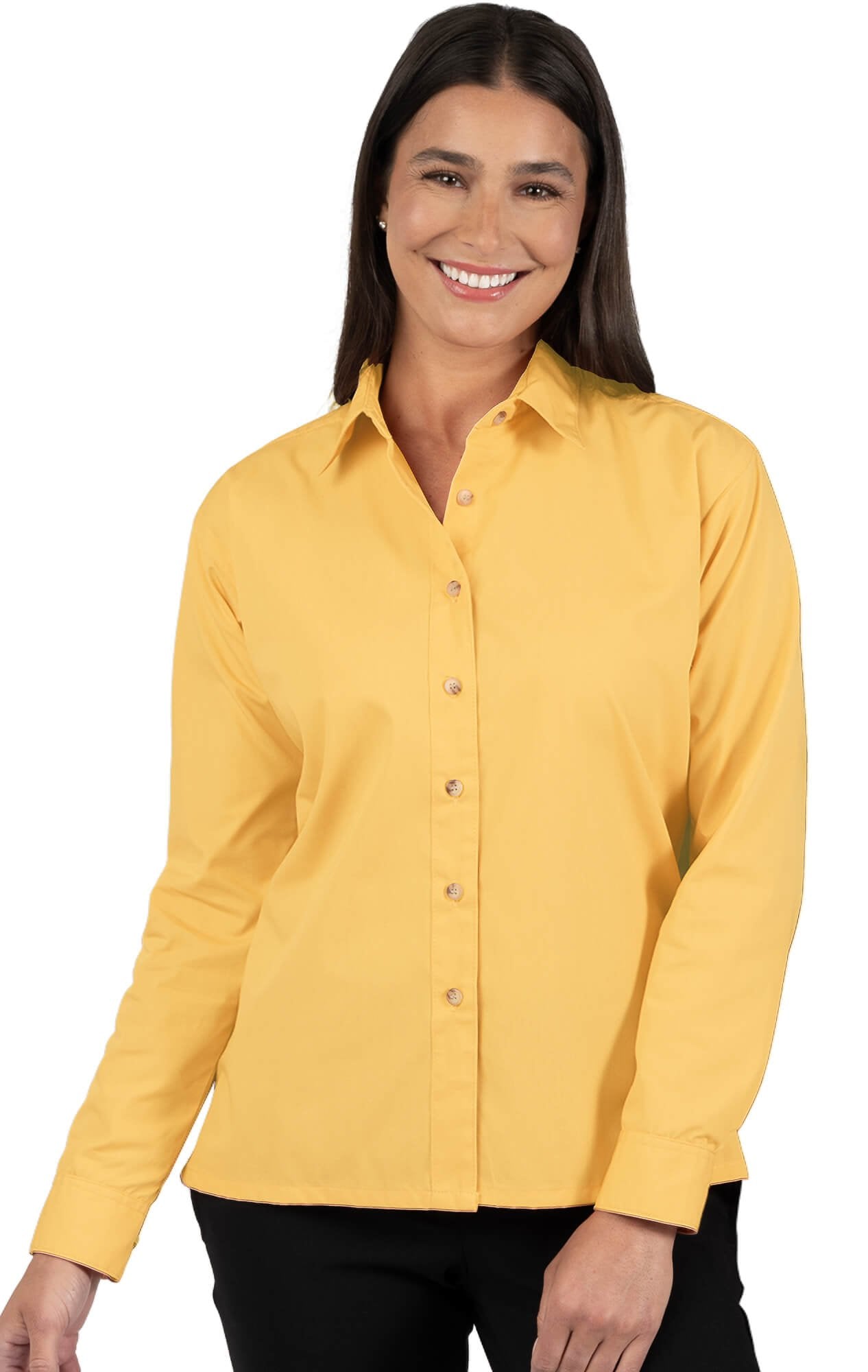 Ladies' L/S Superblend Poplin Shirt with Bone Buttons