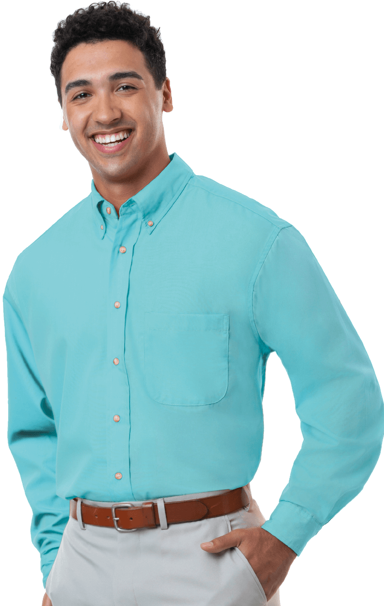 Men's L/S Superblend Poplin Shirt with Bone Buttons