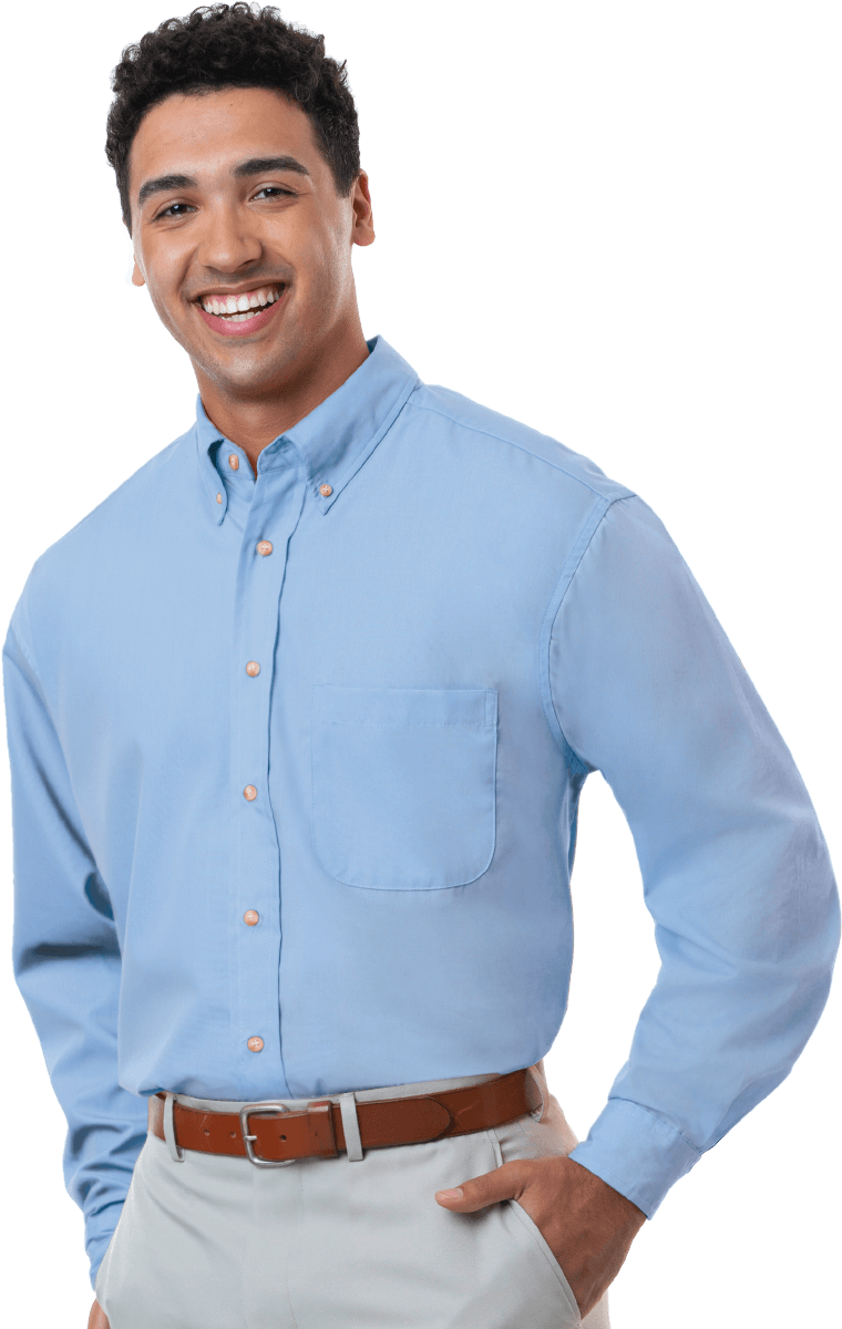 Men's L/S Superblend Poplin Shirt with Bone Buttons